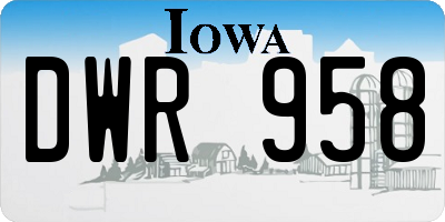 IA license plate DWR958