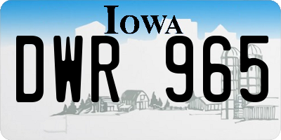 IA license plate DWR965