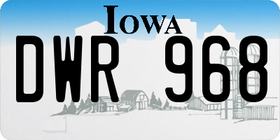 IA license plate DWR968