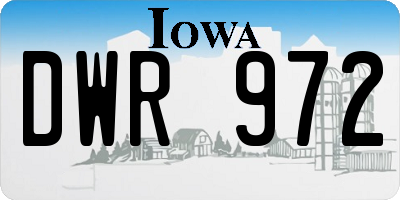 IA license plate DWR972
