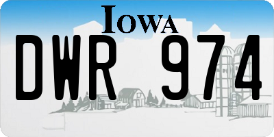 IA license plate DWR974