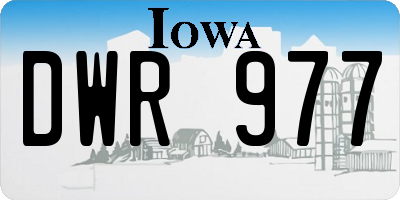 IA license plate DWR977