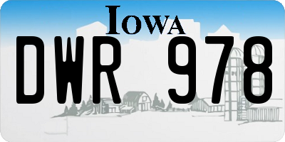 IA license plate DWR978