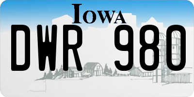 IA license plate DWR980
