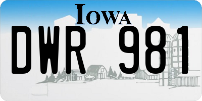 IA license plate DWR981