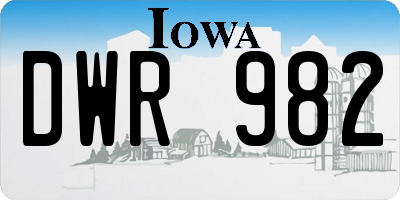 IA license plate DWR982
