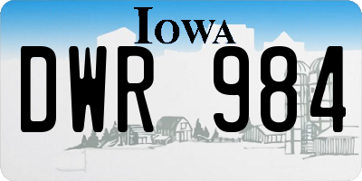 IA license plate DWR984