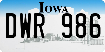 IA license plate DWR986