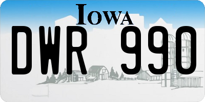 IA license plate DWR990