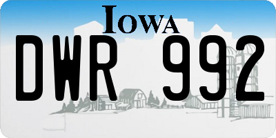 IA license plate DWR992