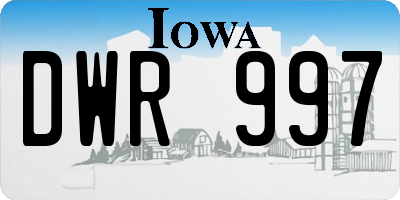 IA license plate DWR997