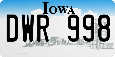 IA license plate DWR998