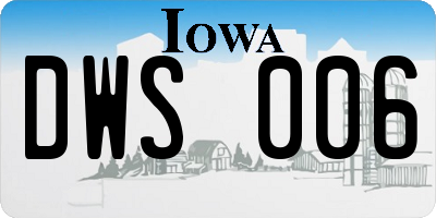 IA license plate DWS006