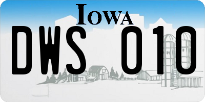IA license plate DWS010