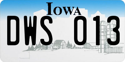 IA license plate DWS013