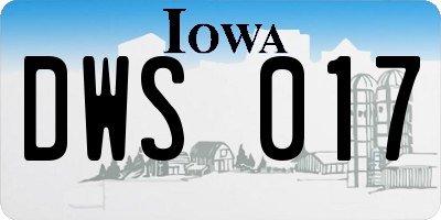 IA license plate DWS017