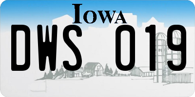 IA license plate DWS019