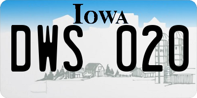 IA license plate DWS020