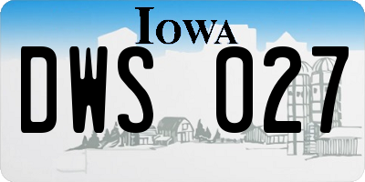 IA license plate DWS027