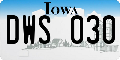 IA license plate DWS030