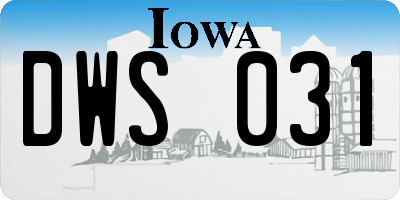 IA license plate DWS031