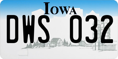 IA license plate DWS032
