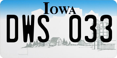 IA license plate DWS033
