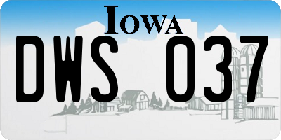 IA license plate DWS037