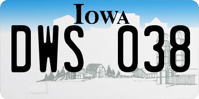 IA license plate DWS038