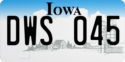IA license plate DWS045