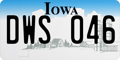 IA license plate DWS046