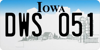 IA license plate DWS051