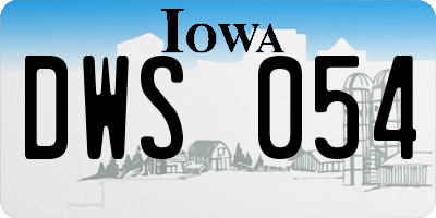 IA license plate DWS054