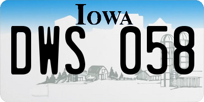 IA license plate DWS058