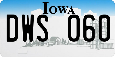 IA license plate DWS060