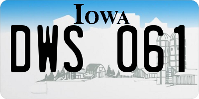 IA license plate DWS061