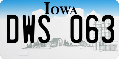 IA license plate DWS063