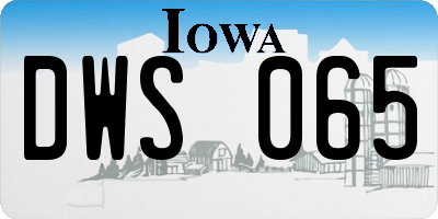 IA license plate DWS065