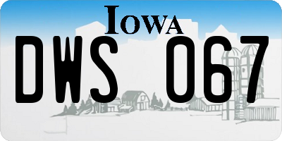 IA license plate DWS067
