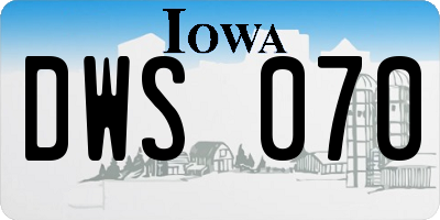 IA license plate DWS070