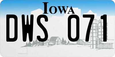 IA license plate DWS071