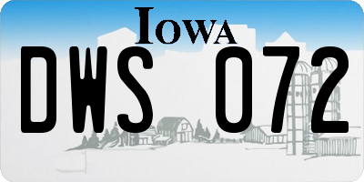 IA license plate DWS072