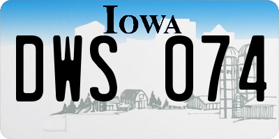 IA license plate DWS074
