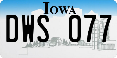 IA license plate DWS077