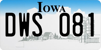 IA license plate DWS081