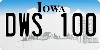 IA license plate DWS100