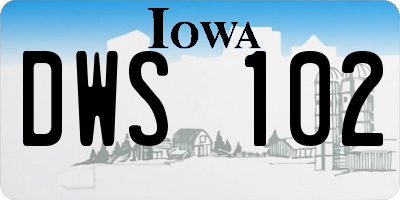 IA license plate DWS102