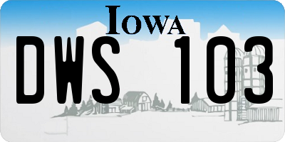 IA license plate DWS103