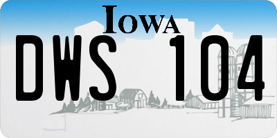 IA license plate DWS104