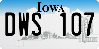 IA license plate DWS107